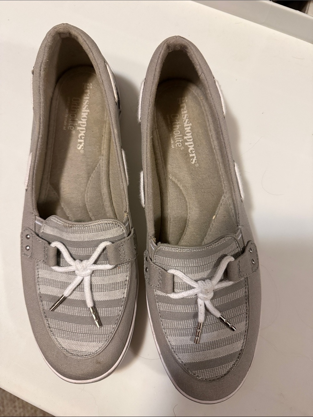 Grasshoppers Gray Striped Slip-On Loafers